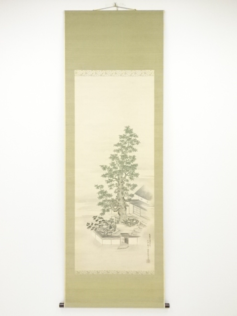 JAPANESE HANGING SCROLL / HAND PAINTED / OAK TREE (1830)